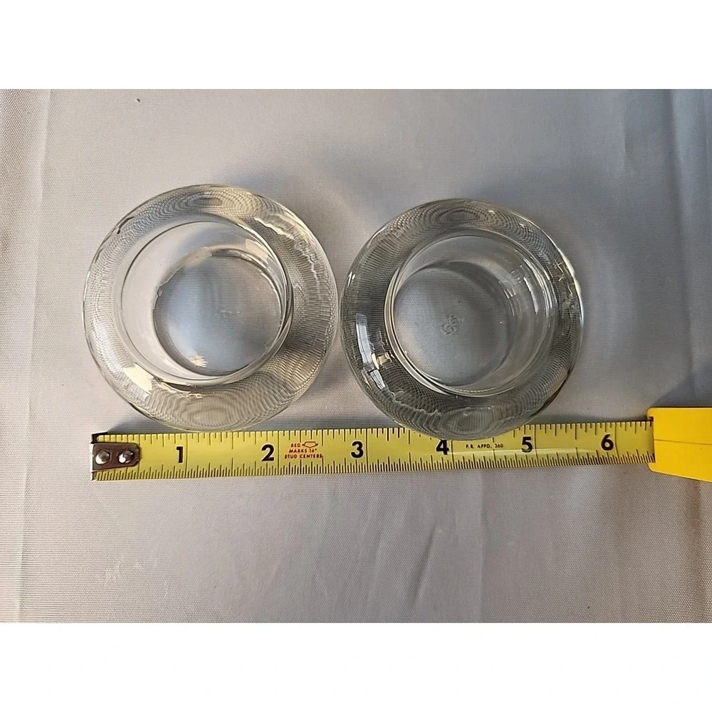 Lot 4 Votive/Tea Light Holders Hammered Gold Cut Out 2pc & Heavy Round Glass 2pc